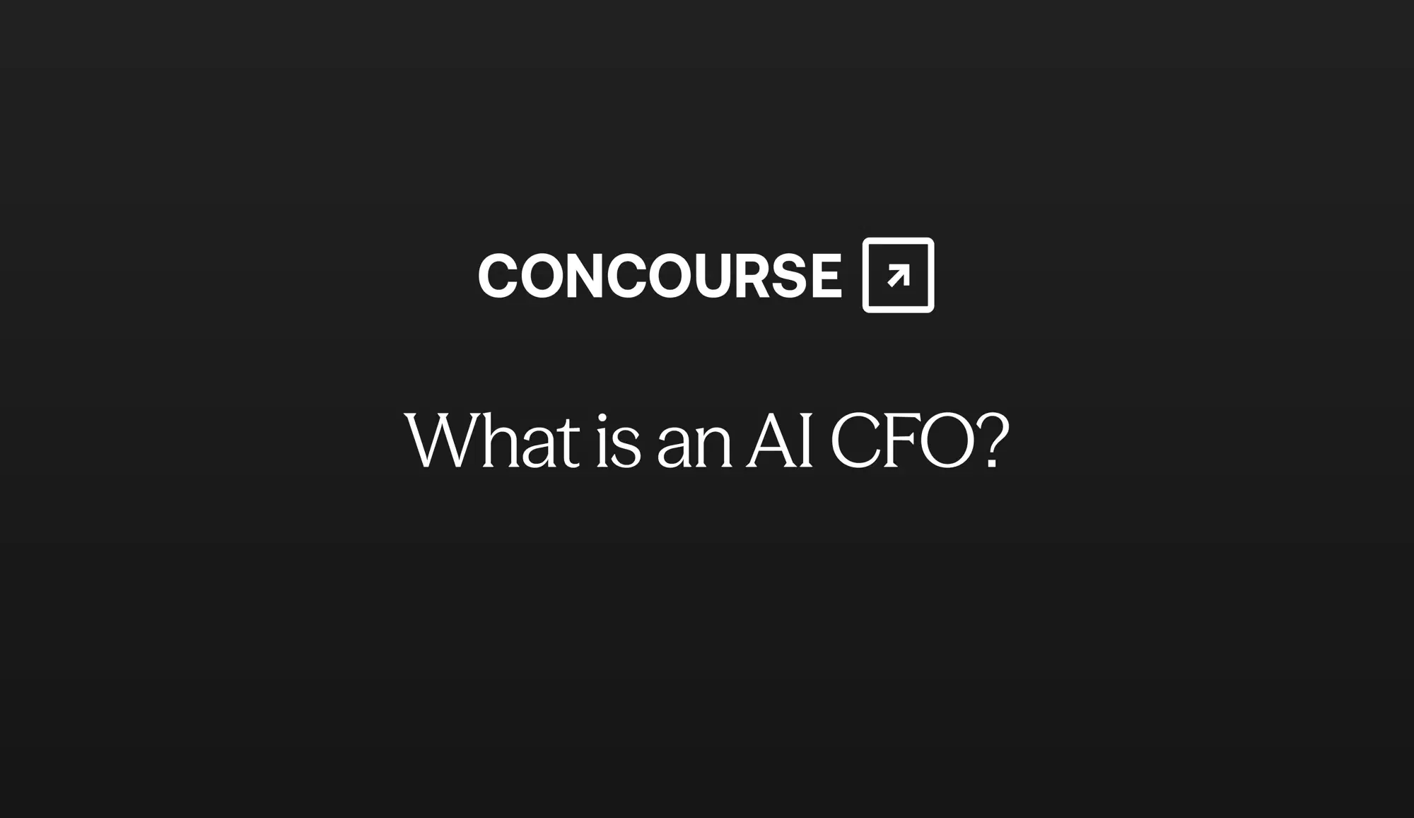 Concourse "AI CFO" cover graphic: the Concourse wordmark and title in white on a dark background.