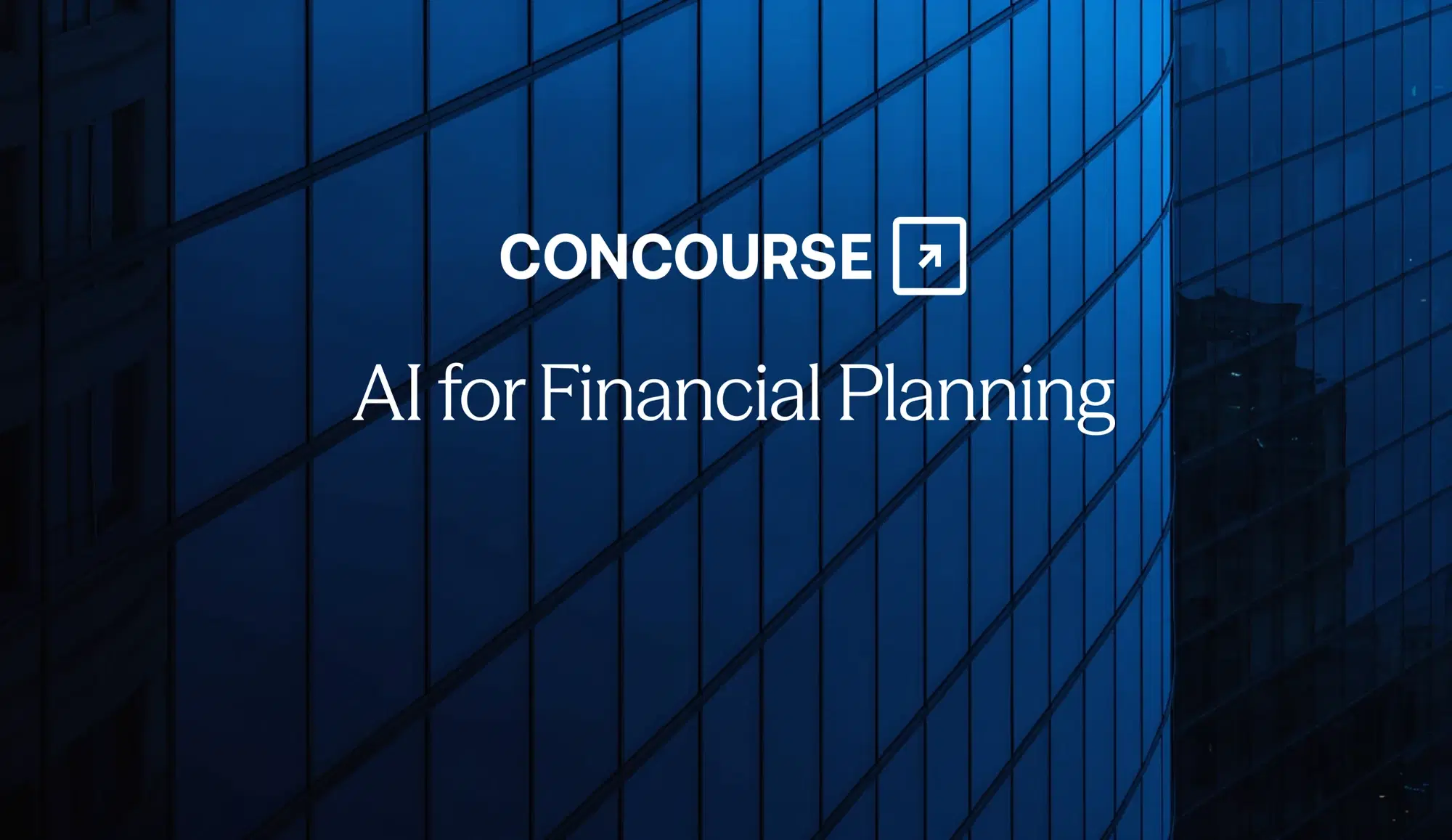 Concourse "AI for Financial Planning" cover graphic: the Concourse wordmark and title in white on a dark background.